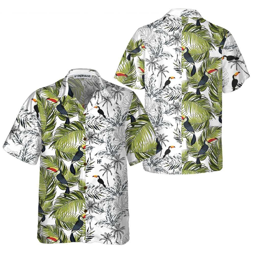 Toucan & Palm Branches Aloha Hawaiian Shirt For Summer, Cool Tropical Toucan Hawaiian Shirt For Men Women Adults, Best Gift For Friend, Toucan Lovers - Amzanimalsgift