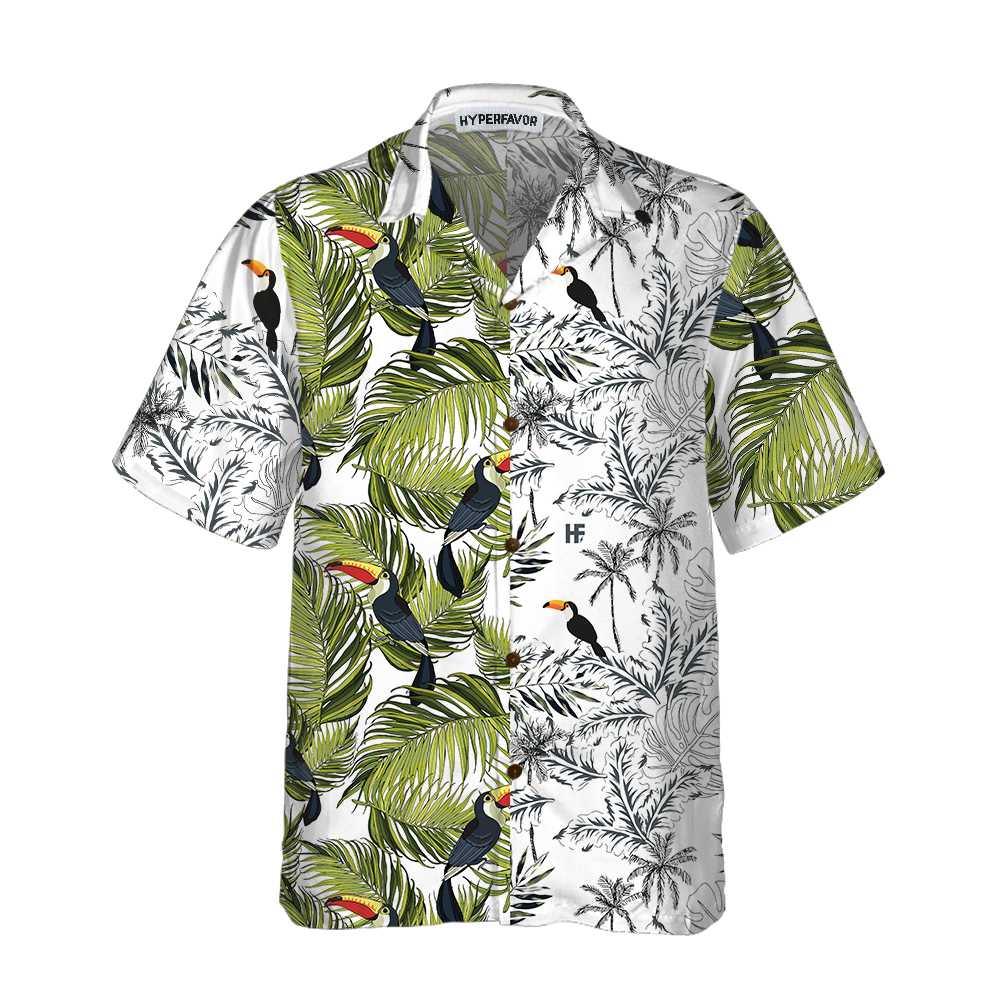 Toucan & Palm Branches Aloha Hawaiian Shirt For Summer, Cool Tropical Toucan Hawaiian Shirt For Men Women Adults, Best Gift For Friend, Toucan Lovers - Amzanimalsgift