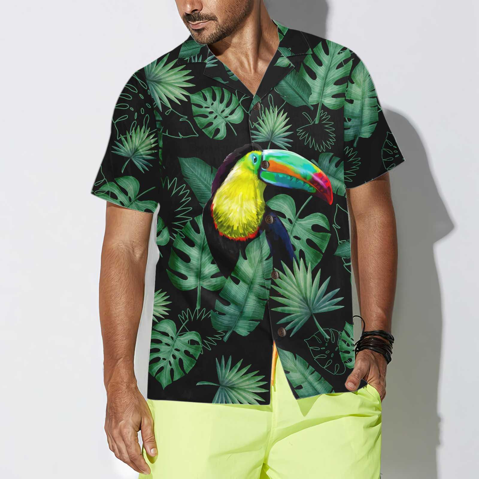 Toucan In The Forest Aloha Hawaiian Shirt For Summer, Cool Tropical Toucan Hawaiian Shirt For Men Women Adults, Best Gift For Friend, Toucan Lovers - Amzanimalsgift