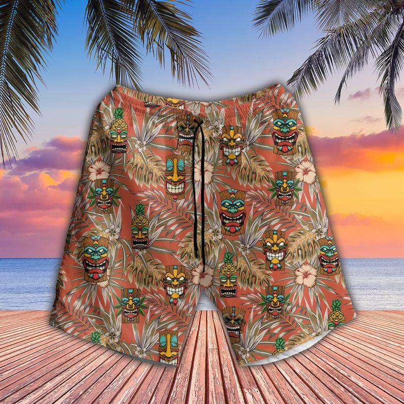 Tribal Mask Aloha Hawaiian Shirts For Summer, Monstera Palm Tropical Hawaiian Set Holiday Outfit For Men Women, Gift For Friend, Native Lovers, Family - Amzanimalsgift