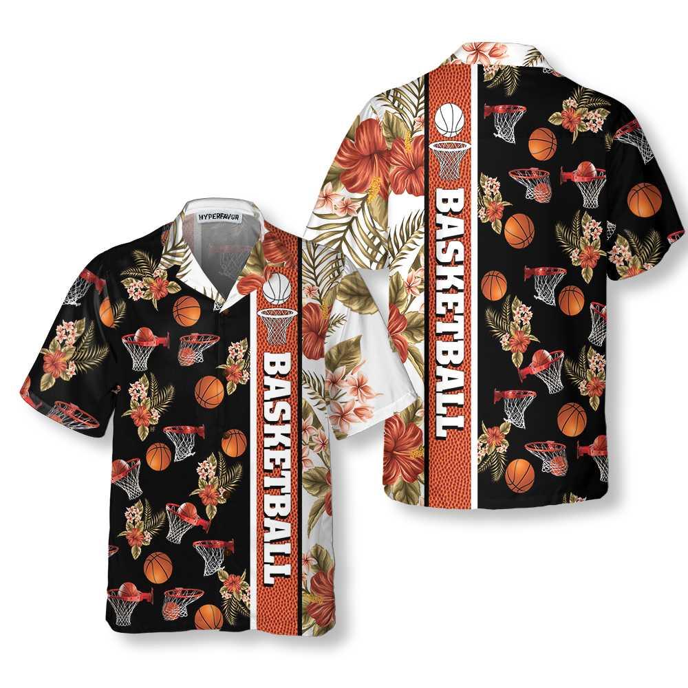 Tropical Basketball Aloha Hawaiian Shirt For Summer, Button Up Basketball Hawaiian Shirts For Men Women, Best Gift For Basketball Lovers, Friend - Amzanimalsgift