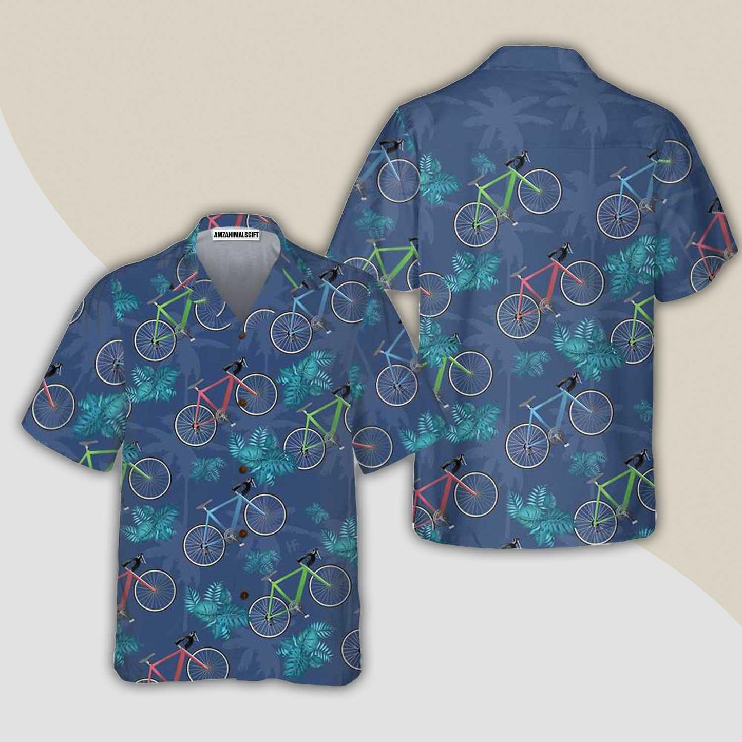 Tropical Cycling Aloha Hawaiian Shirt For Summer, Unique Cycling Drawing Hawaiian Shirt For Men Women, Cycling Gift For Friend, Family, Team - Amzanimalsgift