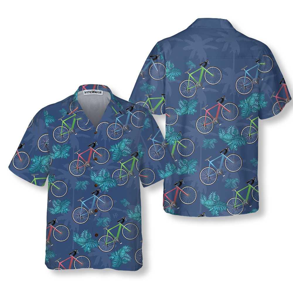 Tropical Cycling Aloha Hawaiian Shirt For Summer, Unique Cycling Drawing Hawaiian Shirt For Men Women, Cycling Gift For Friend, Family, Team - Amzanimalsgift