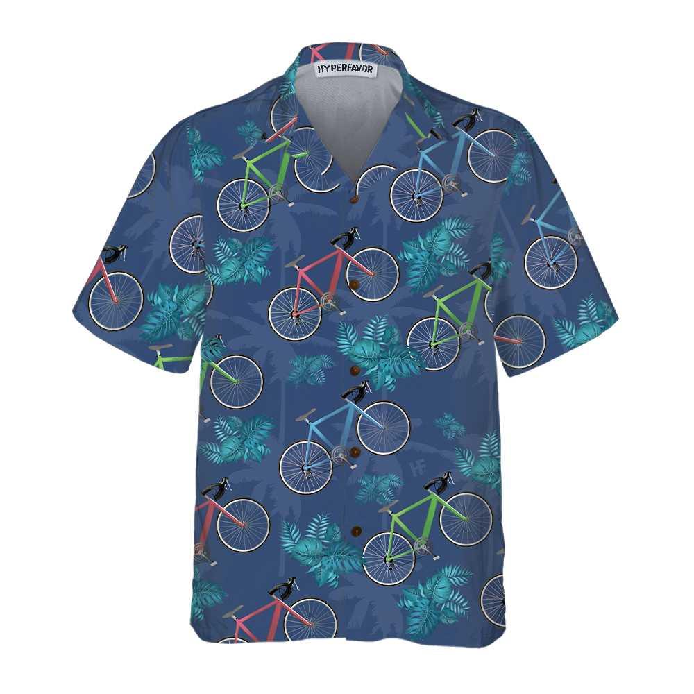 Tropical Cycling Aloha Hawaiian Shirt For Summer, Unique Cycling Drawing Hawaiian Shirt For Men Women, Cycling Gift For Friend, Family, Team - Amzanimalsgift