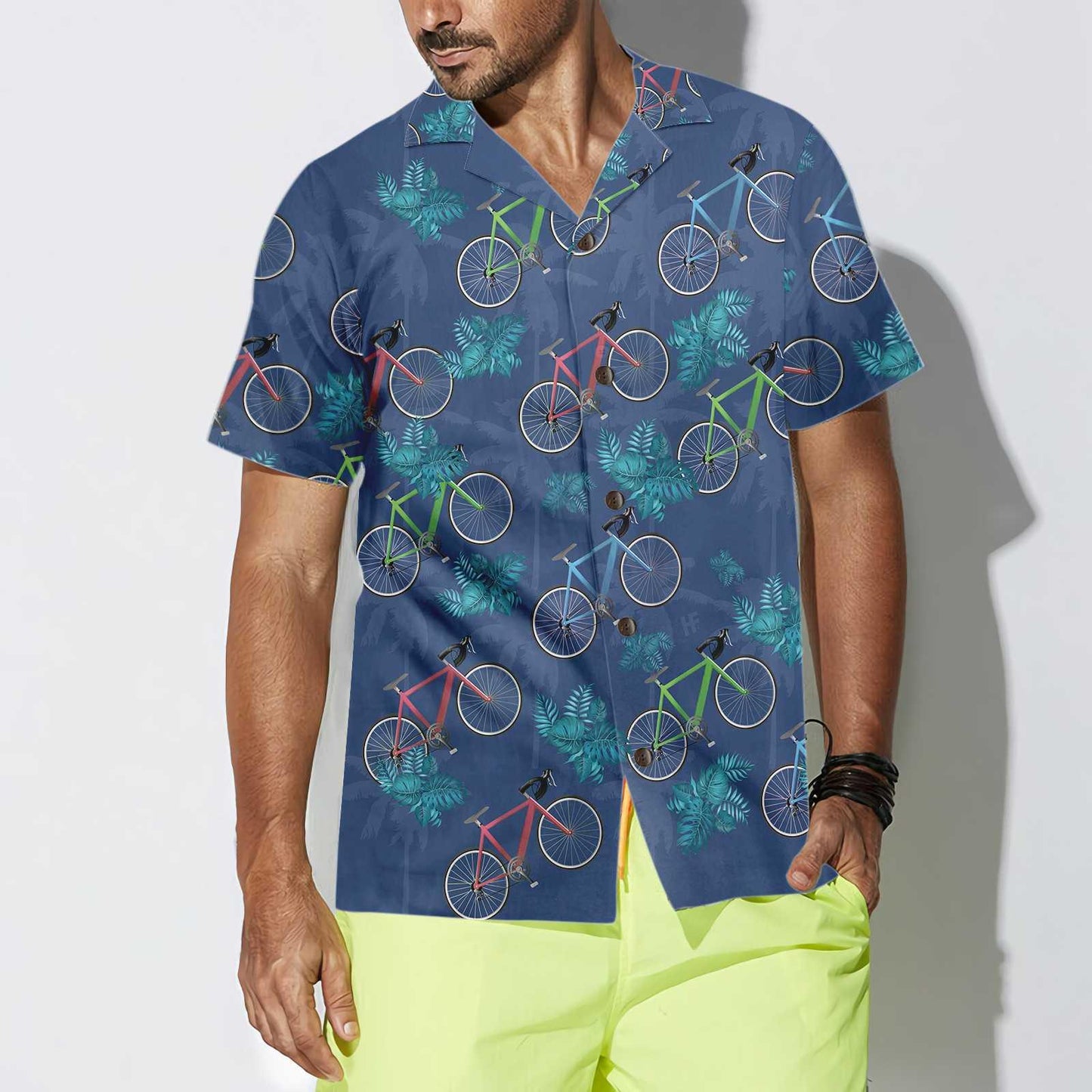 Tropical Cycling Aloha Hawaiian Shirt For Summer, Unique Cycling Drawing Hawaiian Shirt For Men Women, Cycling Gift For Friend, Family, Team - Amzanimalsgift