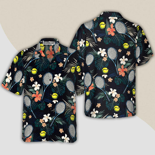 Tropical Floral Tennis Aloha Hawaiian Shirt For Summer, Colorful Shirt For Men Women, Perfect Gift For Friend, Team, Family, Tennis Lovers - Amzanimalsgift