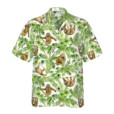 Tropical Sloth Seamless Pattern Hawaiian Shirt, Funny Sloth Seamless Aloha Shirt For Men - Perfect Gift For Husband, Boyfriend, Friend, Family - Amzanimalsgift