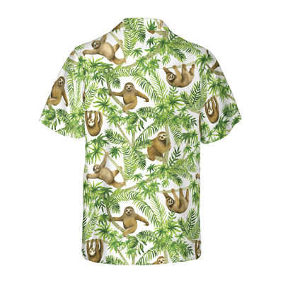 Tropical Sloth Seamless Pattern Hawaiian Shirt, Funny Sloth Seamless Aloha Shirt For Men - Perfect Gift For Husband, Boyfriend, Friend, Family - Amzanimalsgift