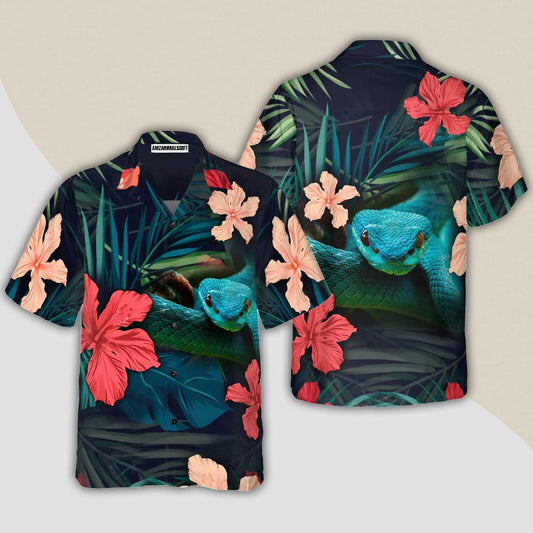 Tropical Snake Hawaiian Shirt, Tropical Aloha Shirt, Snake Hawaiian Shirt - Perfect Gift For Men Women, Beach Lovers, Friends, Family, Summer Lovers - Amzanimalsgift
