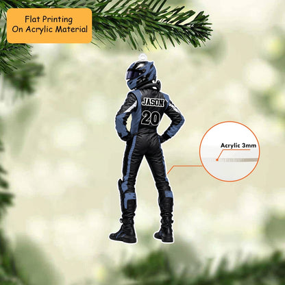 Personalized Racer Christmas Ornament, Racer Pose, Custom Ornament Christmas Gift, Keychain Racer, Car Ornament Racer