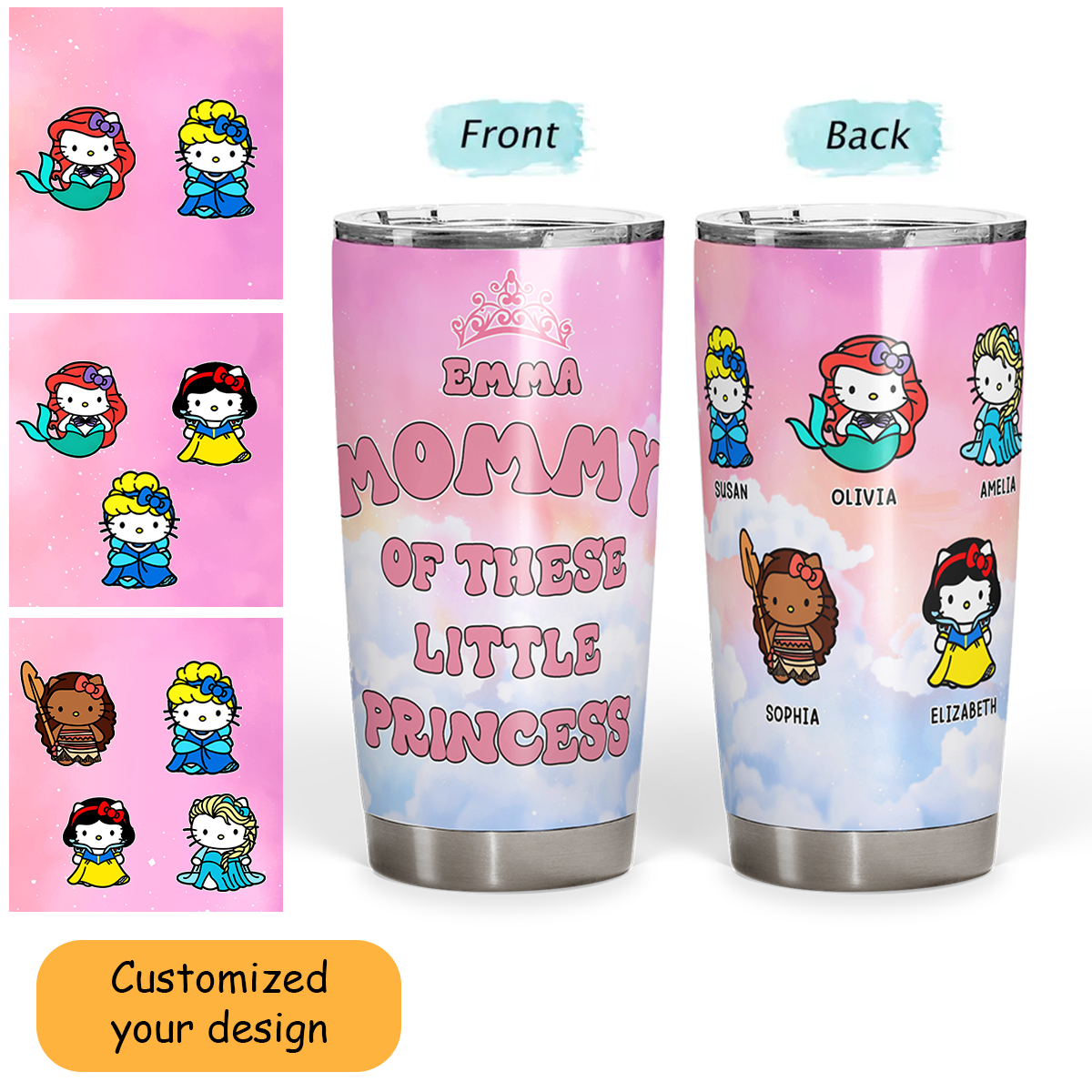 Tumbler Cup Personalized Gifts For Mom, Grandma, Mother, Family, Nana, Mother's Day Gifts, Mom Of These Little Princess