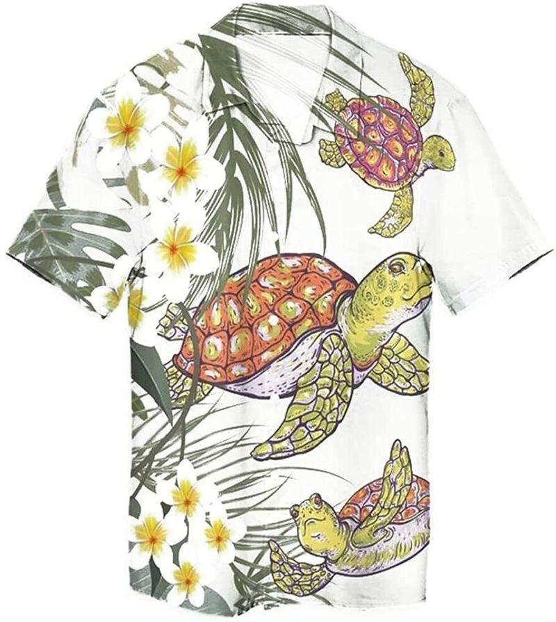 Turtle Aloha Hawaiian Shirt - Sea Turtle Flying Hawaiian Shirt, Plumeria Flowers Hawaiian Shirt For Men & Women, Turtle Lover - Amzanimalsgift