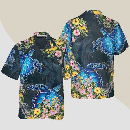 Turtle Hawaiian Shirt, Floral Sea Turtle Hawaiian Shirt, Turtle Aloha Shirt For Men & Women - Gift For Turtle Lover, Friend, Family - Amzanimalsgift