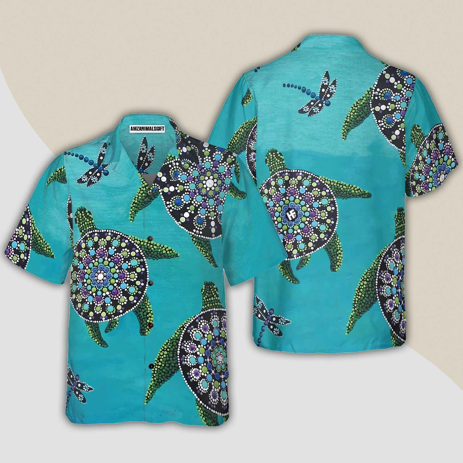 Turtle Hawaiian Shirt, Rock Turtle Aloha Shirt For Men - Perfect Gift For Husband, Boyfriend, Friend, Family - Amzanimalsgift
