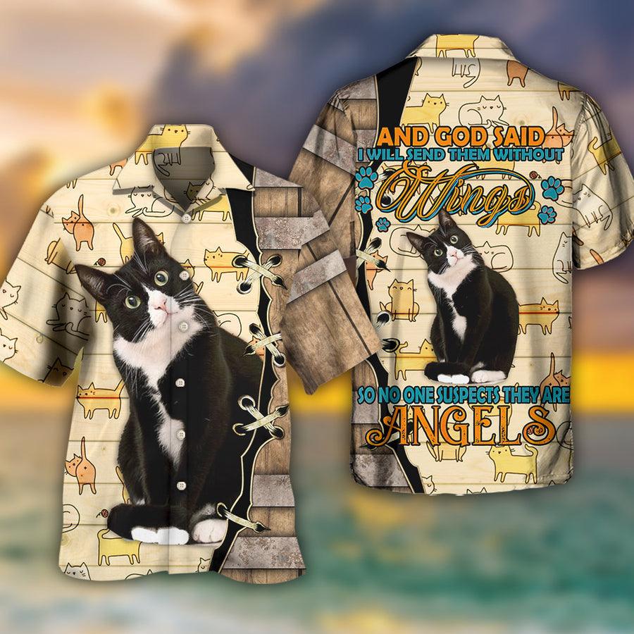 Tuxedo Cat Bicolor Cat Aloha Hawaiian Shirt For Summer, Best Colorful Cool Cat Hawaiian Shirts Outfit For Men Women, Friend, Team, Cat Lover - Amzanimalsgift