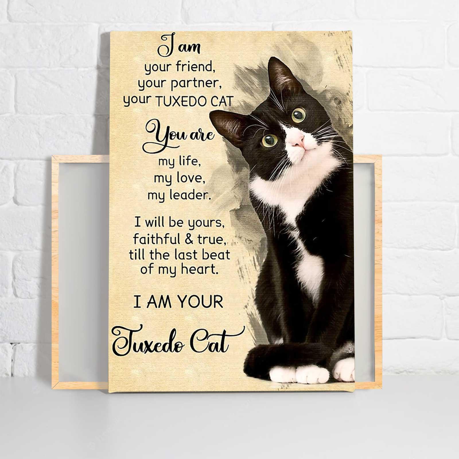 Tuxedo Cat Portrait Canvas - I Am Your Friend, Your Partner - Gift For Family, Friends, Lovers Cat Portrait Canvas Prints - Amzanimalsgift