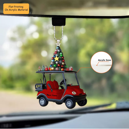 Personalized Golf Cart Acrylic Ornament, Golf Cart Keychain, Car Ornament, Christmas Ornament Gifts
