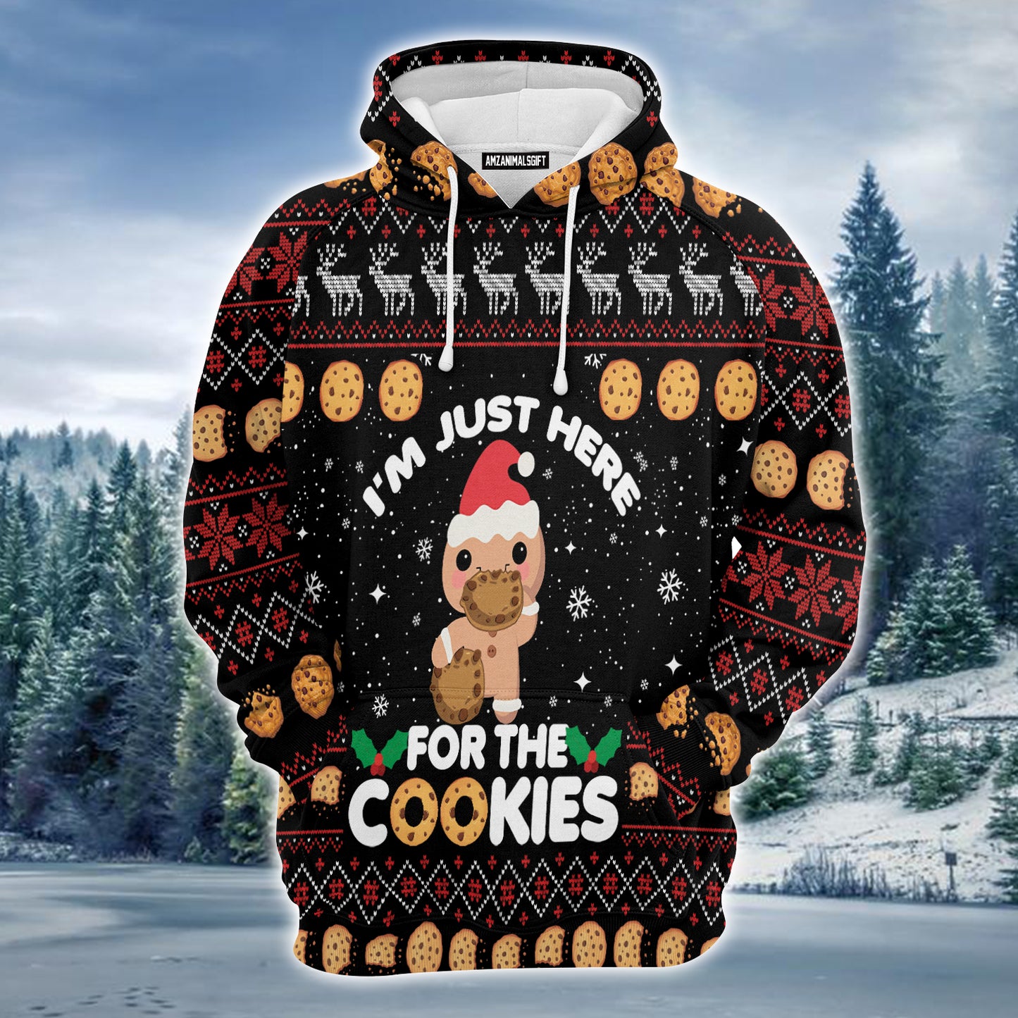 Merry Christmas Premium Christmas Hoodie, Just Here For The Cookies Unisex Hoodie For Men & Women - Perfect Gift For Christmas, Friends, Family