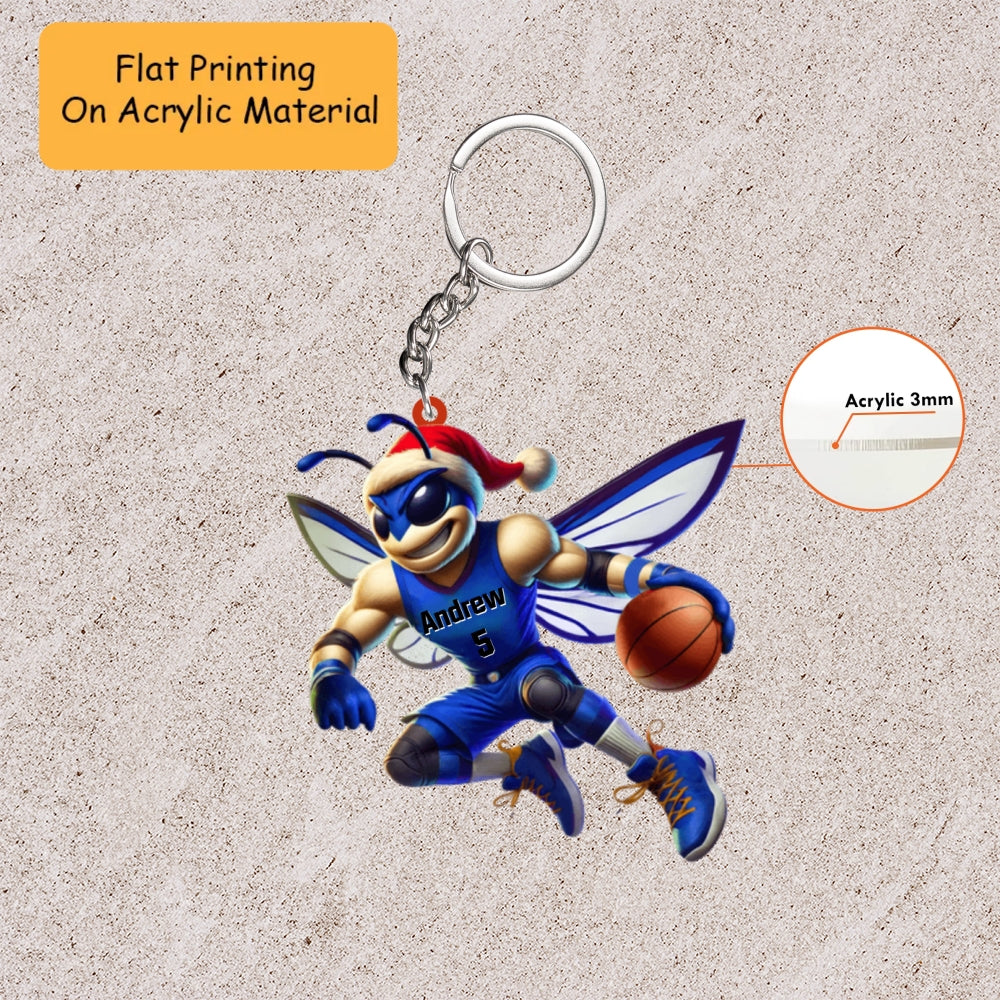 Personalized Basketball Christmas Ornament, Christmas Hornets Basketball, Custom Ornament Christmas Gift, Keychain Basketball, Car Ornament Basketball
