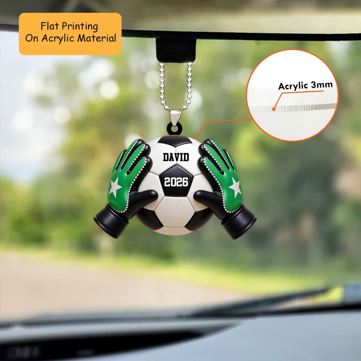 Personalized Soccer Goalie Christmas Ornament, Goalkeeper Gloves Catching Football, Custom Ornament Christmas Gift, Keychain Soccer, Car Ornament Soccer