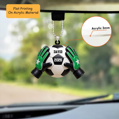 Personalized Soccer Goalie Christmas Ornament, Goalkeeper Gloves Catching Football, Custom Ornament Christmas Gift, Keychain Soccer, Car Ornament Soccer