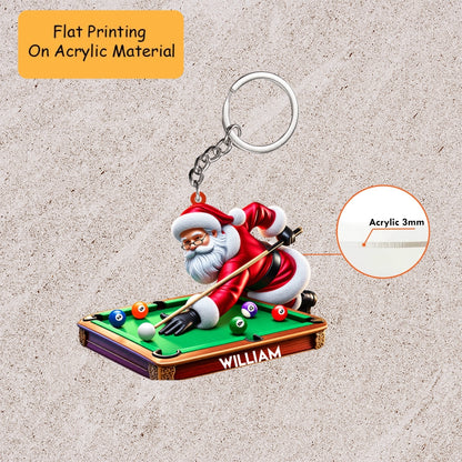 Personalized Christmas Billiard Ornament, Santa Plays Billiard Christmas, Custom Ornament Christmas Gift, Keychain Billiard Christmas, Car Ornament Billiard Christmas