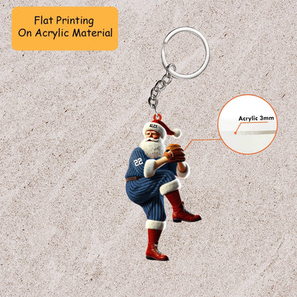 Personalized Baseball Christmas Ornament, Pitching Santa  Pinstripe, Custom Ornament Christmas Gift, Keychain Bowling, Car Ornament Bowling