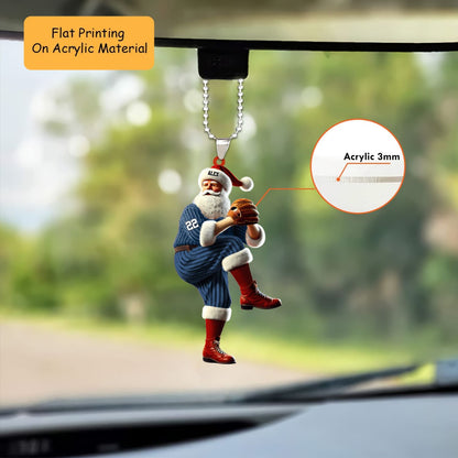 Personalized Baseball Christmas Ornament, Pitching Santa  Pinstripe, Custom Ornament Christmas Gift, Keychain Bowling, Car Ornament Bowling