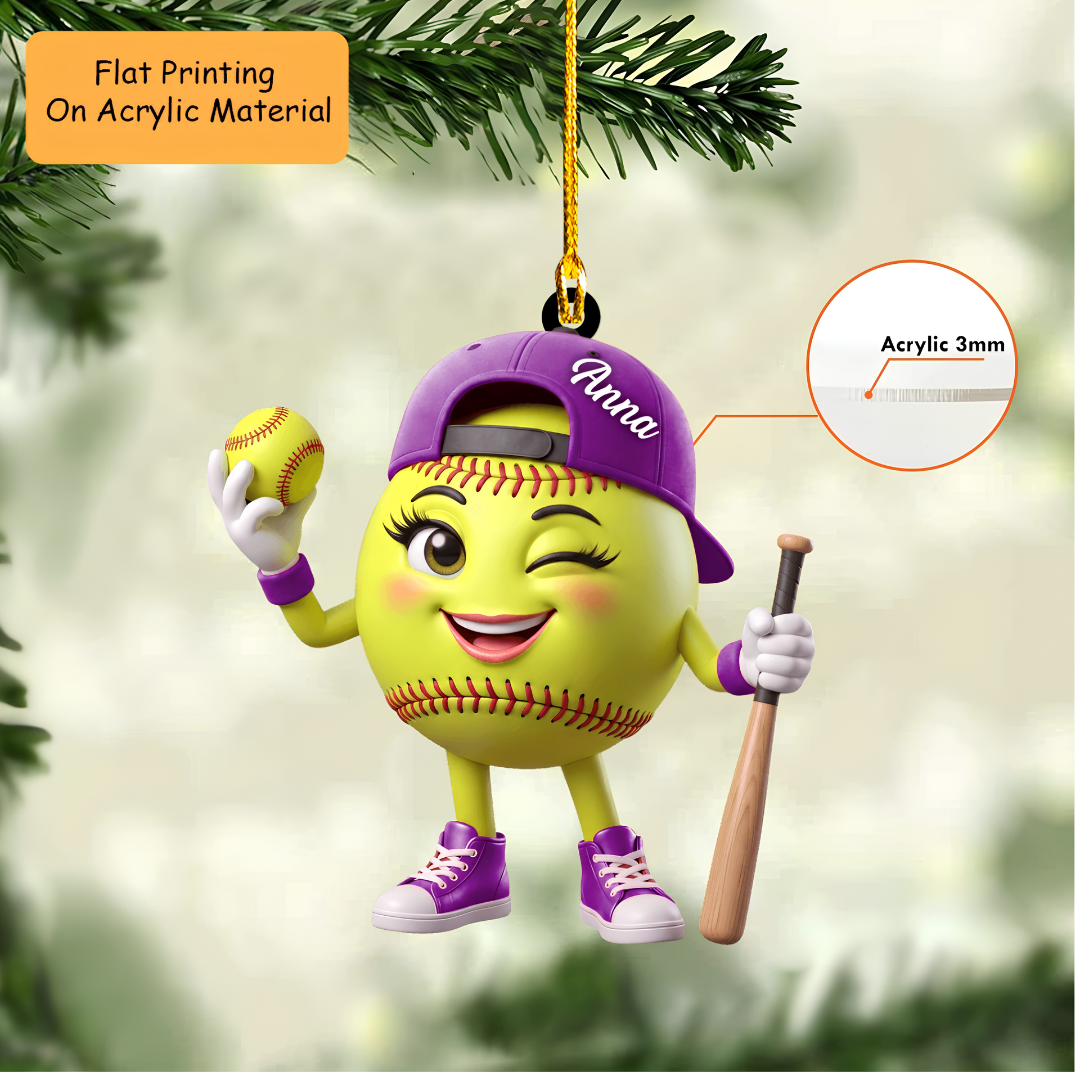 Personalized Christmas Baseball Ornament, Playful Wink Baseball, Custom Ornament Christmas Gift, Keychain Baseball Christmas, Car Ornament Baseball Christmas
