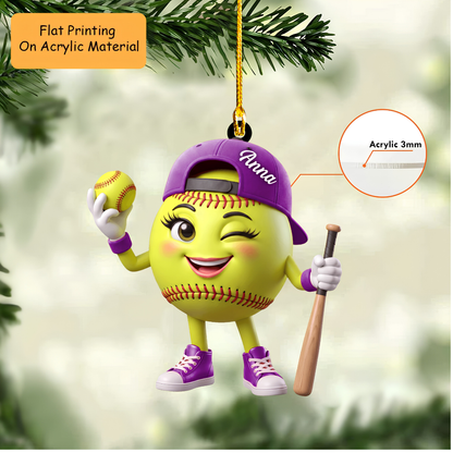 Personalized Christmas Baseball Ornament, Playful Wink Baseball, Custom Ornament Christmas Gift, Keychain Baseball Christmas, Car Ornament Baseball Christmas