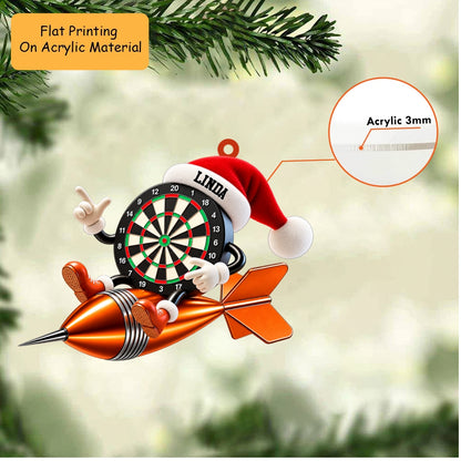 Personalized Darts Christmas Ornament, Dartboard Mascot Riding Giant Dart, Custom Ornament Christmas Gift, Keychain Bowling, Car Ornament Bowling