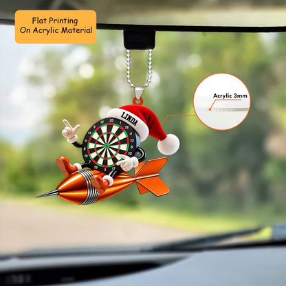 Personalized Darts Christmas Ornament, Dartboard Mascot Riding Giant Dart, Custom Ornament Christmas Gift, Keychain Bowling, Car Ornament Bowling