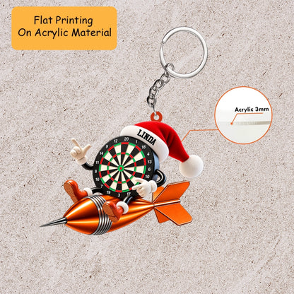 Personalized Darts Christmas Ornament, Dartboard Mascot Riding Giant Dart, Custom Ornament Christmas Gift, Keychain Bowling, Car Ornament Bowling