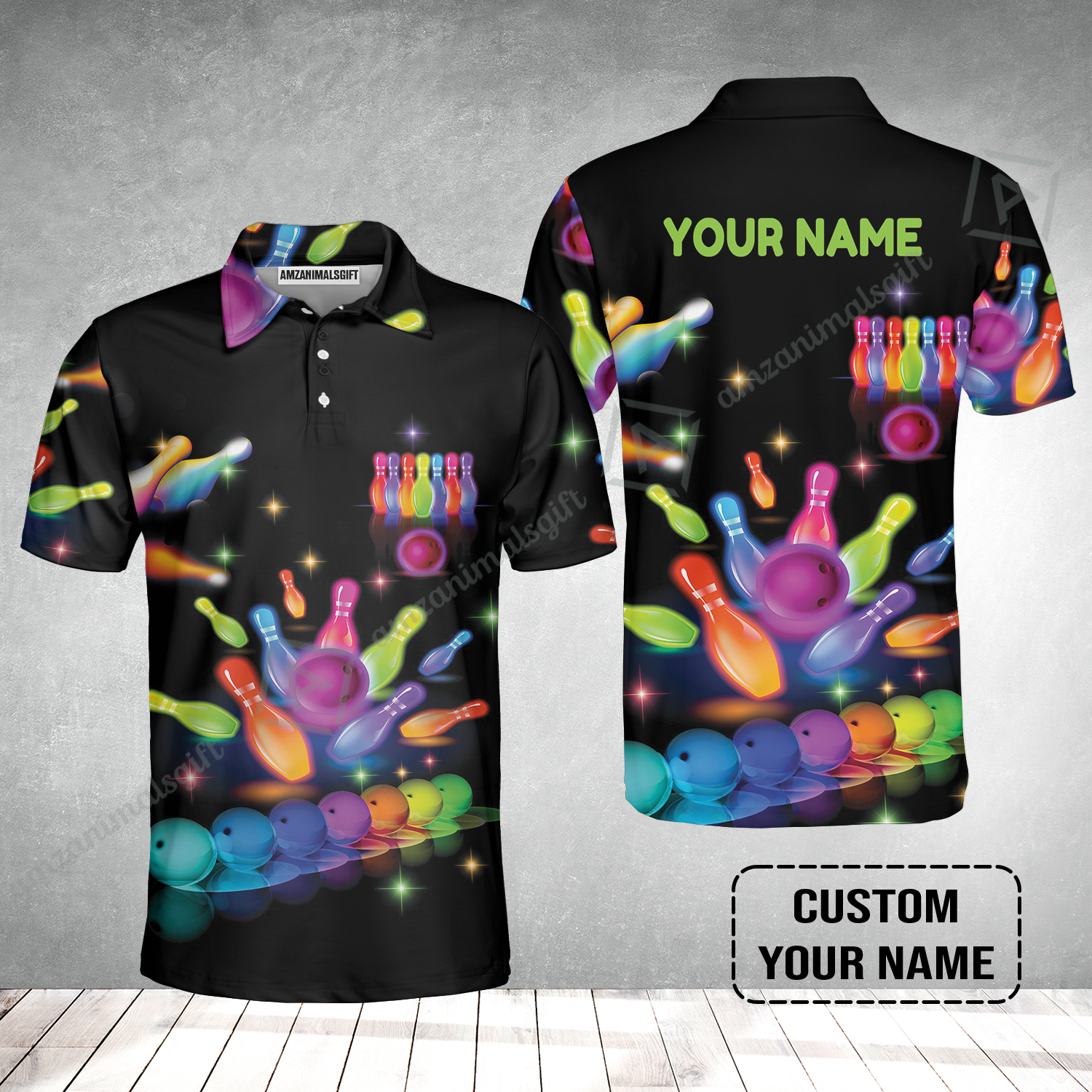 Bowling Polo Shirt Customized Name, Colorful Bowling Pattern Polo Shirt For Men And Women, Perfect Outfits For Bowling Lovers, Bowlers