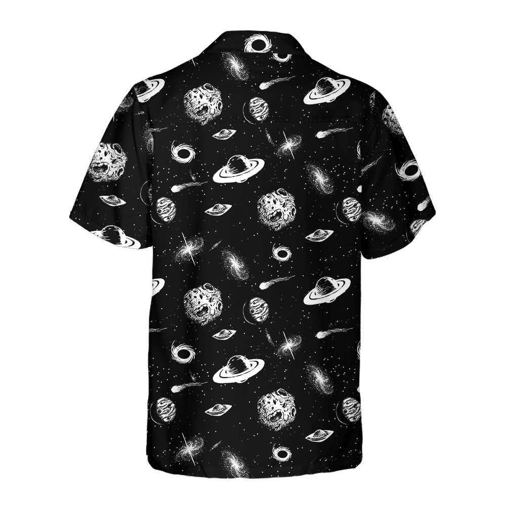 Universe Seamless Pattern Aloha Hawaiian Shirt For Summer, Space Themed, Planet Button Up Hawaiian Shirt For Men Women Adults, Gift For Friend, Family - Amzanimalsgift