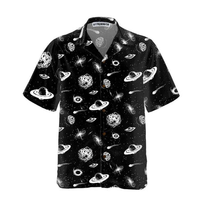 Universe Seamless Pattern Aloha Hawaiian Shirt For Summer, Space Themed, Planet Button Up Hawaiian Shirt For Men Women Adults, Gift For Friend, Family - Amzanimalsgift