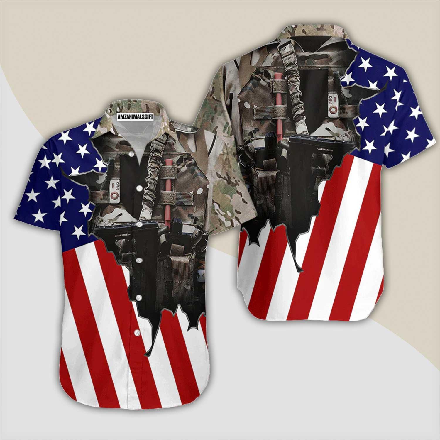 Us Army Uniform American Flag Patriotic Black Aloha Hawaiian Shirts For Men Women, 4th Of July Gift For Summer, Friend, Family, Independence Day - Amzanimalsgift