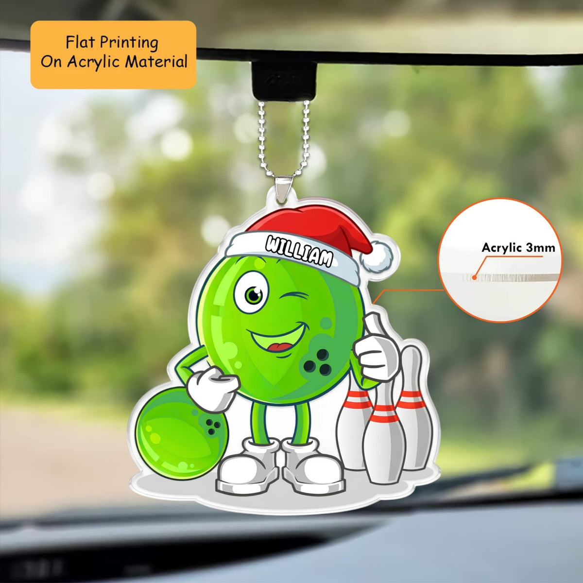 Personalized Bowling Christmas Ornament, Christmas Bowling Ball Player, Custom Ornament Christmas Gift, Keychain Bowling, Car Ornament Bowling