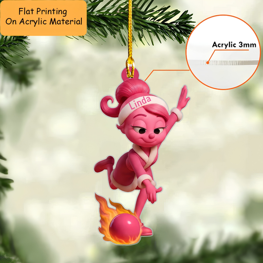 Personalized Bowling Elf Christmas Ornament,  Holiday Home Decor Gift, Christmas Ornament