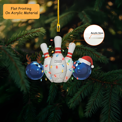Personalized 2D Flat Bowling Ornament, Custom Bowling Christmas Gift, Keychain Bowling, Car Ornament Bowling