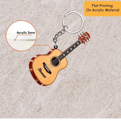 Personalized Acoustic Guitar Christmas Ornament, Classic And Sparkle Guitar Custom Name, Custom Ornament Christmas Gift, Keychain Christmas, Car Christmas Ornament 