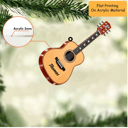 Personalized Acoustic Guitar Christmas Ornament, Classic And Sparkle Guitar Custom Name, Custom Ornament Christmas Gift, Keychain Christmas, Car Christmas Ornament 