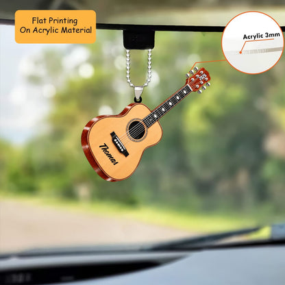 Personalized Acoustic Guitar Christmas Ornament, Classic And Sparkle Guitar Custom Name, Custom Ornament Christmas Gift, Keychain Christmas, Car Christmas Ornament 