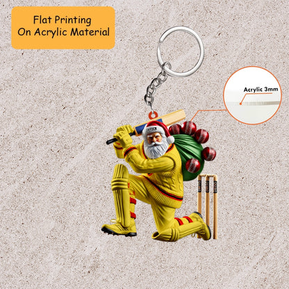 Personalized Cricket Christmas Ornament, Batting Santa  Uniform, Custom Ornament Christmas Gift, Keychain Bowling, Car Ornament Bowling