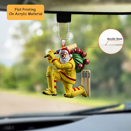 Personalized Cricket Christmas Ornament, Batting Santa  Uniform, Custom Ornament Christmas Gift, Keychain Bowling, Car Ornament Bowling