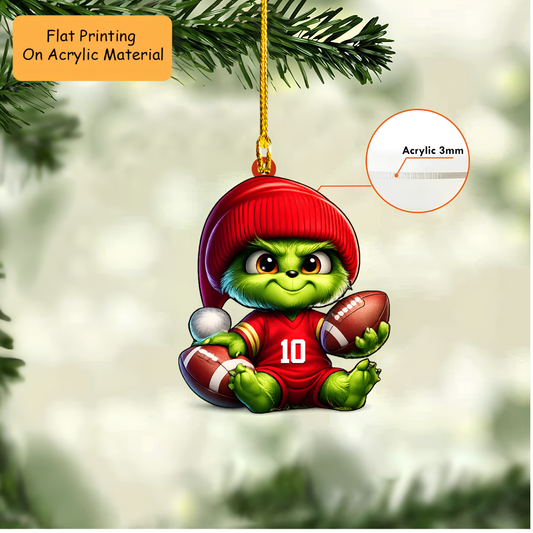 Personalized American Football Christmas Ornament, Chibi Grinch, Custom Ornament Christmas Gift, Keychain American Football, Car Ornament American Football