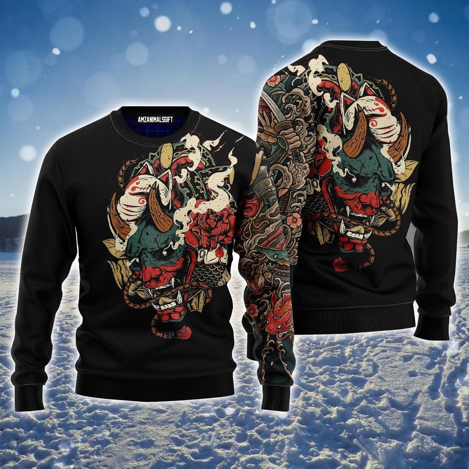 Samurai Tattoo Ugly Sweater For Men & Women, Perfect Outfit For Christmas New Year Autumn Winter