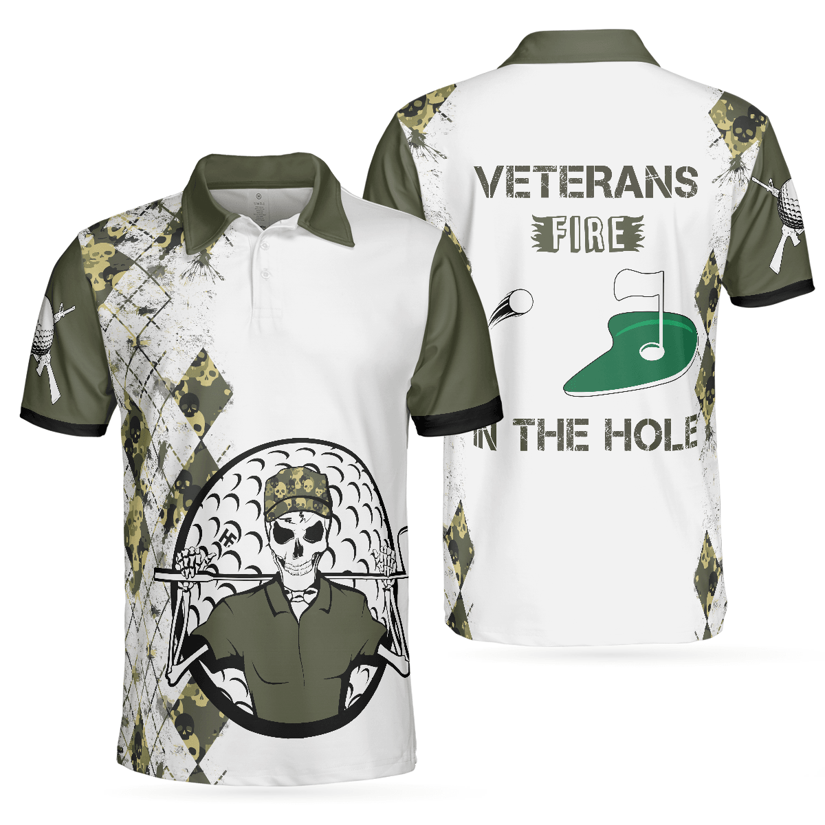 Veteran Fire In The Hole Polo Shirt, Veteran Themed Golfing Polo Shirt For Male Golfers, Argyle Shirt - Perfect Gift For Men, Golfers - Amzanimalsgift