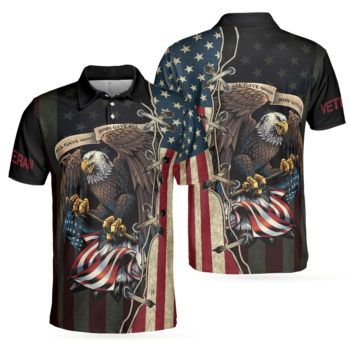 Veterans Men Polo Shirt, American Bald Eagle, All Gave Some Some Gave All Veteran Polo Shirt For Men - Gift For Veterans, Family, Friends - Amzanimalsgift