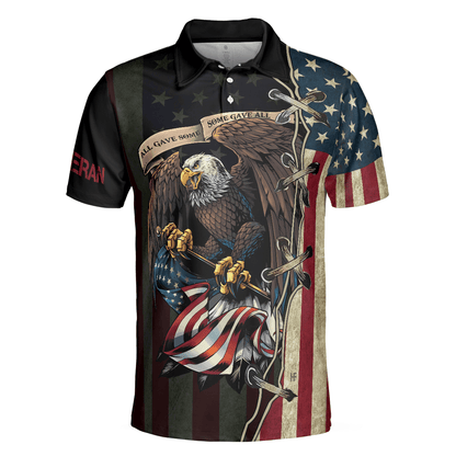 Veterans Men Polo Shirt, American Bald Eagle, All Gave Some Some Gave All Veteran Polo Shirt For Men - Gift For Veterans, Family, Friends - Amzanimalsgift